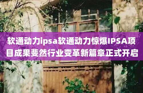 软通动力ipsa软通动力惊爆IPSA项目成果斐然行业变革新篇章正式开启