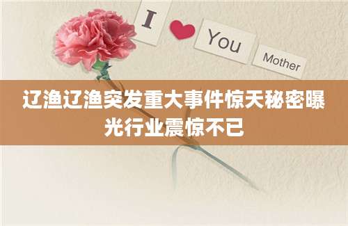 辽渔辽渔突发重大事件惊天秘密曝光行业震惊不已