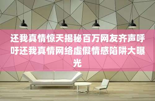 还我真情惊天揭秘百万网友齐声呼吁还我真情网络虚假情感陷阱大曝光