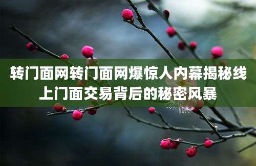 转门面网转门面网爆惊人内幕揭秘线上门面交易背后的秘密风暴