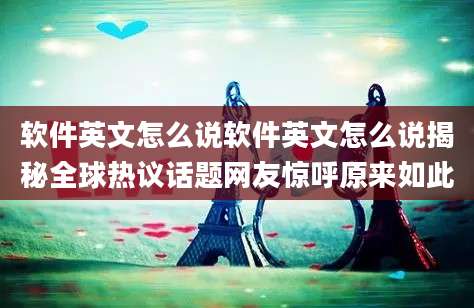 软件英文怎么说软件英文怎么说揭秘全球热议话题网友惊呼原来如此