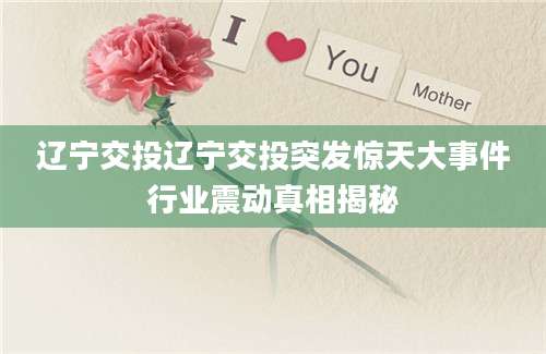辽宁交投辽宁交投突发惊天大事件行业震动真相揭秘
