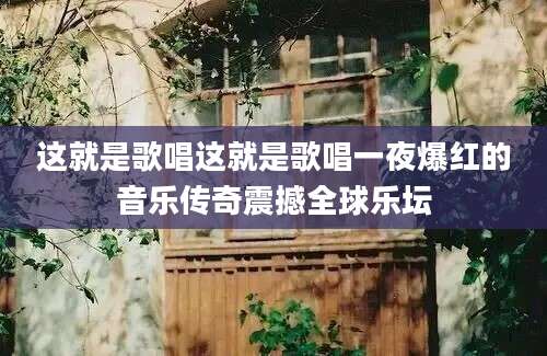 这就是歌唱这就是歌唱一夜爆红的音乐传奇震撼全球乐坛