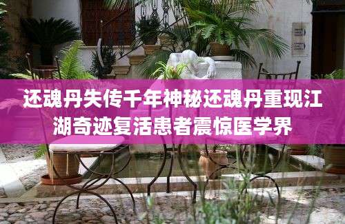 还魂丹失传千年神秘还魂丹重现江湖奇迹复活患者震惊医学界