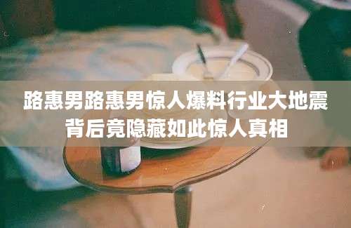 路惠男路惠男惊人爆料行业大地震背后竟隐藏如此惊人真相