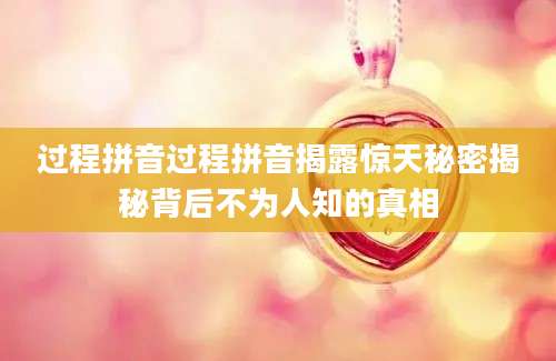 过程拼音过程拼音揭露惊天秘密揭秘背后不为人知的真相