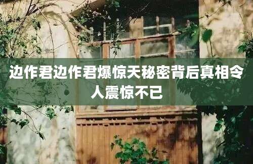 边作君边作君爆惊天秘密背后真相令人震惊不已