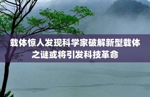 载体惊人发现科学家破解新型载体之谜或将引发科技革命