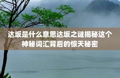 达坂是什么意思达坂之谜揭秘这个神秘词汇背后的惊天秘密