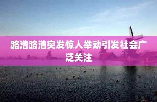 路浩路浩突发惊人举动引发社会广泛关注