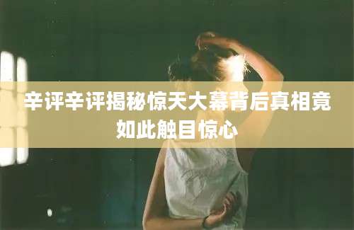辛评辛评揭秘惊天大幕背后真相竟如此触目惊心
