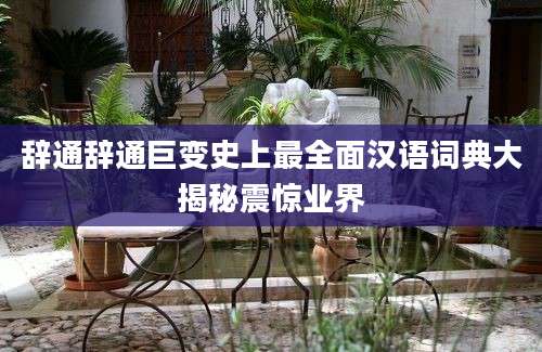 辞通辞通巨变史上最全面汉语词典大揭秘震惊业界