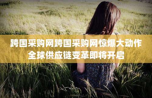 跨国采购网跨国采购网惊爆大动作全球供应链变革即将开启