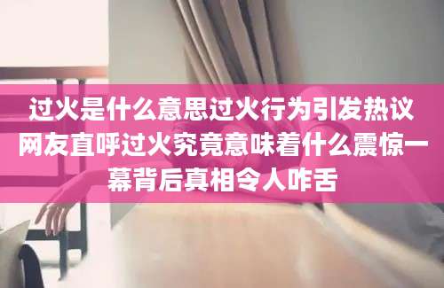 过火是什么意思过火行为引发热议网友直呼过火究竟意味着什么震惊一幕背后真相令人咋舌