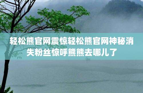 轻松熊官网震惊轻松熊官网神秘消失粉丝惊呼熊熊去哪儿了