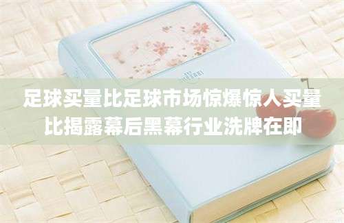 足球买量比足球市场惊爆惊人买量比揭露幕后黑幕行业洗牌在即
