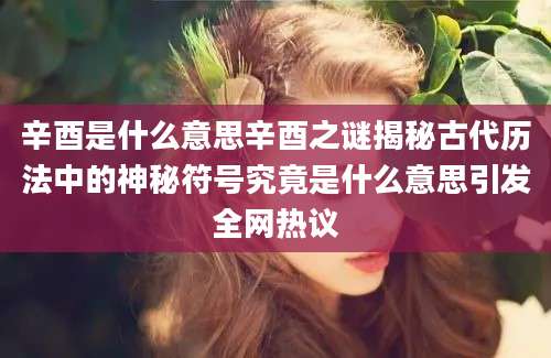 辛酉是什么意思辛酉之谜揭秘古代历法中的神秘符号究竟是什么意思引发全网热议