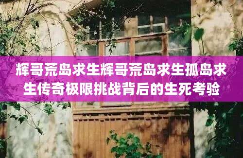 辉哥荒岛求生辉哥荒岛求生孤岛求生传奇极限挑战背后的生死考验