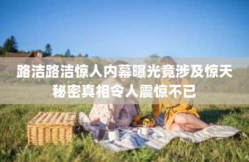 路洁路洁惊人内幕曝光竟涉及惊天秘密真相令人震惊不已