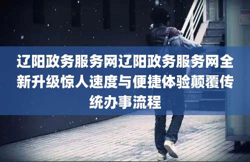 辽阳政务服务网辽阳政务服务网全新升级惊人速度与便捷体验颠覆传统办事流程