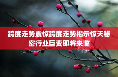 跨度走势震惊跨度走势揭示惊天秘密行业巨变即将来临