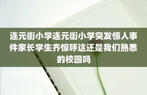 连元街小学连元街小学突发惊人事件家长学生齐惊呼这还是我们熟悉的校园吗