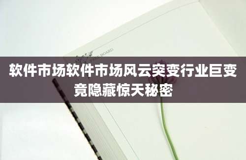 软件市场软件市场风云突变行业巨变竟隐藏惊天秘密