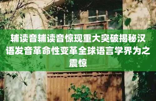 辅读音辅读音惊现重大突破揭秘汉语发音革命性变革全球语言学界为之震惊